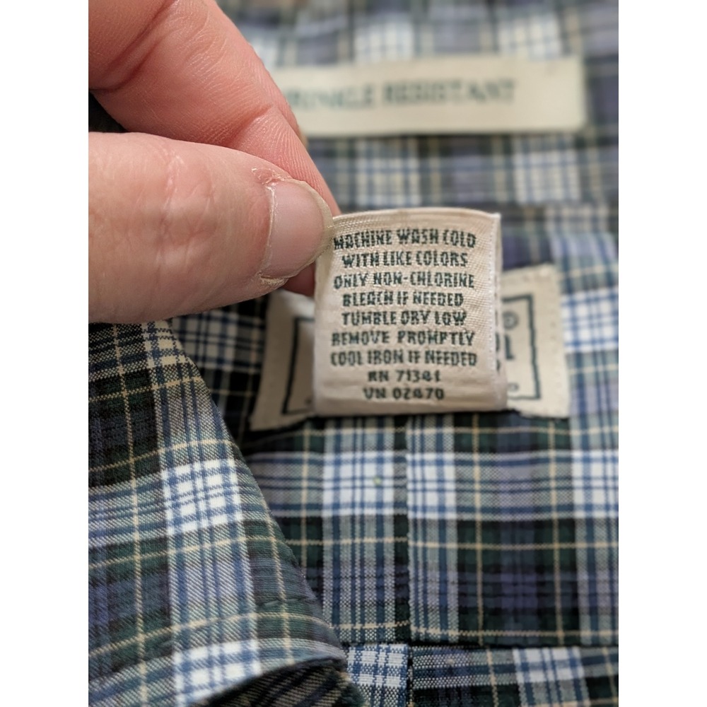 LL Bean Men's Plaid Button Down Shirt Wrinkle Resistant Long Sleeve Size L - Picture 8 of 8